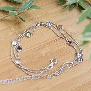 Sterling Silver Multi-Color Cubic Zirconia Stones